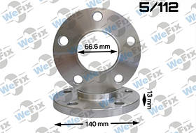 Проставка AUDI/MERCEDES 13мм 5/112 dia 66.6 D=140