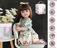 Красивая кукла реборн резиновая с игрушкой и аксессуарами AD 8819-107, 57 см, звуки, в коробке, пакунок малюка