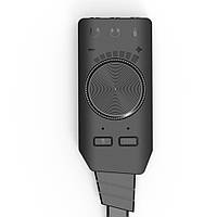 Внешняя звуковая карта USB 7.1 Channel адаптер 3.5mm для наушников и микрофона Plextone GS3 Black z16-2024