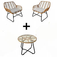 Якісне крісло для балкона GardenLine + столик (Меблі садові)