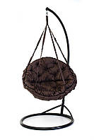 Качель круглая подвесная со стойкой диаметр 96 см до 200 кг цвет коричневый, качеля гнездо для дачи KHS-03