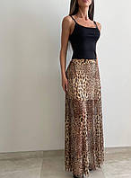Женская юбка макси, 42/44, 46/48, с леопардовой сеткой и подъюбником.