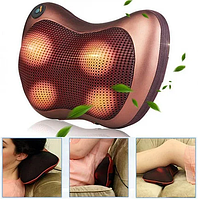 Массажная Подушка MASSAGE PILLOW QY-8028 Инфракрасный роликовий массажер для шеи и спины Коричневая pro