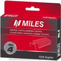 Скоби Miles No.4-12MM, 1250 шт., ширина-10,50 мм, толщина - 1, 20 мм, аналог: Rapid 140