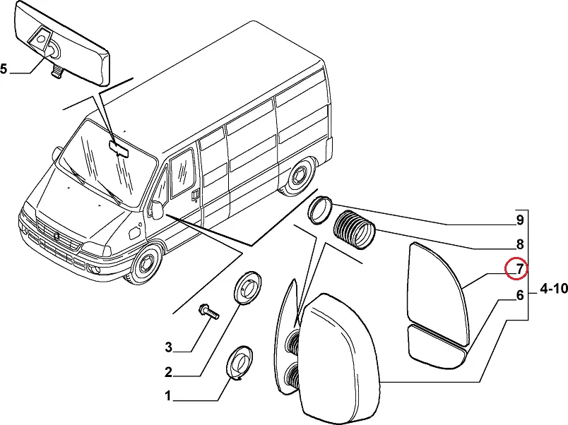 Дзеркало заднього виду ліве верхнє без підігріву Fiat Ducato 230, Peugeot Boxer, Citroen Jumper (1998-2002), ALKAR, Турція, фото 1