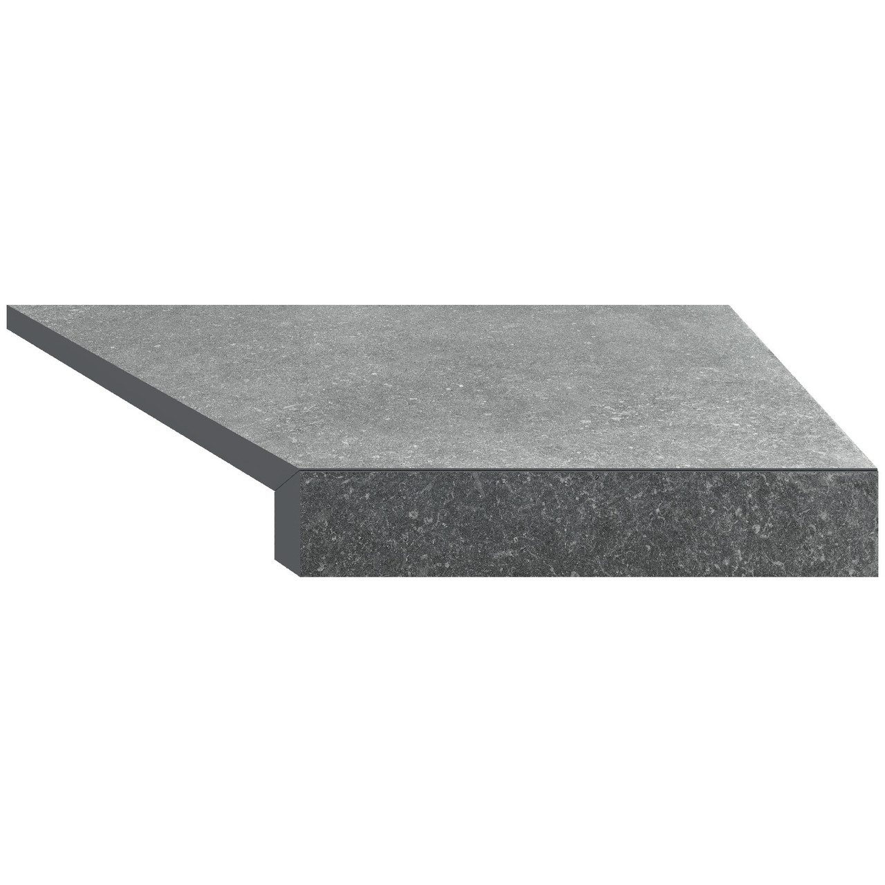 Кутовий Г-подібний елемент бортової плитки Aquaviva Granito Gray, 595x345x50(20) мм (правий/45°)