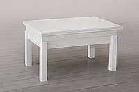 Компактный белый раскладной журнальный обеденный стол трансформер в современном стиле для гостиной 90*60 см Флай