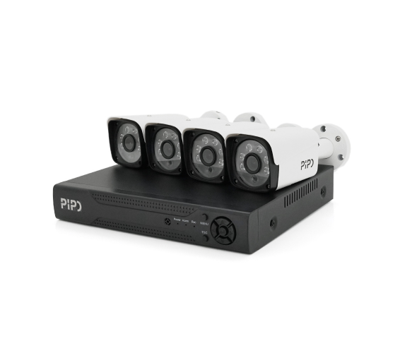 Комплект відеоспостереження Outdoor 007-4 - 2MP Pipo (4 вуличних камери, Кабелі, блок живлення, відеореєстратор)