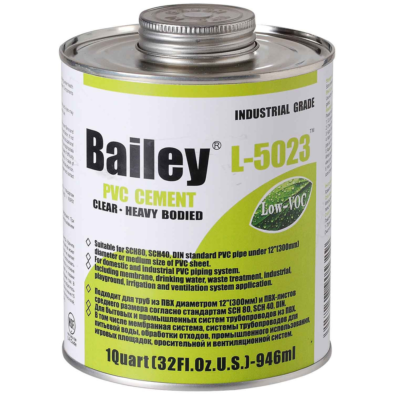 Клей для труб ПВХ Bailey L-5023 946 мл (для великих діаметрів ПВХ труб), прозорий