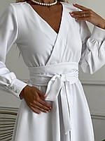 Красивое нежное платье с длинными рукавами белый-RudSale