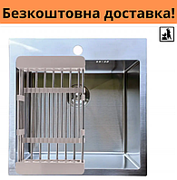 Стальная кухонная мойка из нержавеющей стали Romzha U-450А hsd врезная , квадратная