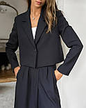 Стильний жіночий костюм укорочений піджак та штани палаццо, фото 4
