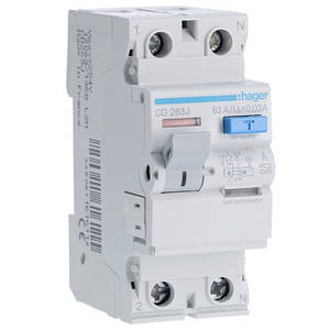 Дифреле (УЗО) Hager CD263J 2-полюсне 6kА 63А 30mA тип А