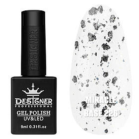 Камуфлююча кольорова база Miracle base Дизайнер із пластівцями Юкі для нігтів, 9 мл. 226