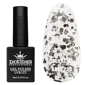 Камуфлююча кольорова база Miracle base Дизайнер із пластівцями Юкі для нігтів, 9 мл. 228