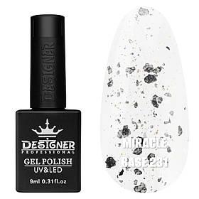 Камуфлююча кольорова база Miracle base Дизайнер із пластівцями Юкі для нігтів, 9 мл. 231