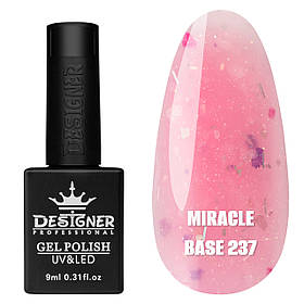 Камуфлююча кольорова база Miracle base Дизайнер із пластівцями Юкі для нігтів, 9 мл. 237