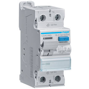Дифреле (УЗО) Hager CDA516D 2-полюсне 10kА 16А 30mA тип А