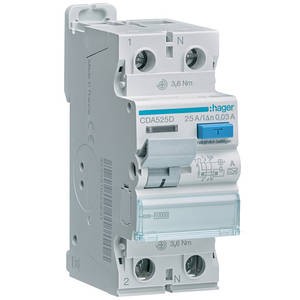 Дифреле (УЗО) Hager CDA525D 2-полюсне 10kА 25А 30mA тип А