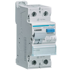 Дифреле (УЗО) Hager CDA563D 2-полюсне 10kА 63А 30mA тип А