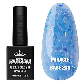 Камуфлююча кольорова база Miracle base Дизайнер із пластівцями Юкі для нігтів, 9 мл. 239