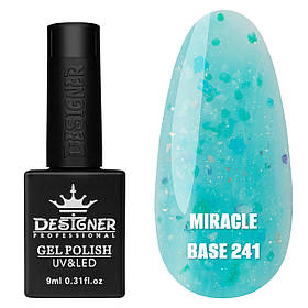 Камуфлююча кольорова база Miracle base Дизайнер із пластівцями Юкі для нігтів, 9 мл. 241