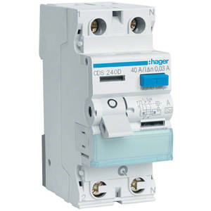 Дифреле (УЗО) Hager CDS240D 2-полюсне 6 kA 40А 30mA тип А QC