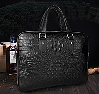 Мужской кожаный деловой портфель для документов черный рептилия Мужская сумка из натуральной кожи Shoper