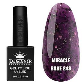 Камуфлююча кольорова база Miracle base Дизайнер із пластівцями Юкі для нігтів, 9 мл. 248