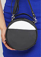Женская круглая сумка Bale черная с белым, сумка женская, барсетка, бананка, сумка через плечо BIMA