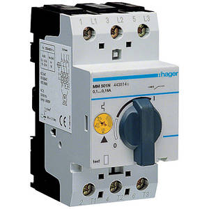 Автоматичний вимикач для захисту двигуна Hager MM501N I=0.1-0.16А