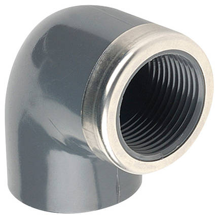 Коліно ПВХ Hidroten 1002160, 90°, з метал. кільцем, d20-1/2", фото 1