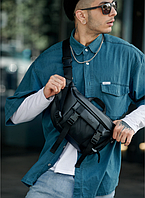 Мужская поясная сумка Черный, стильная сумка на пояс для парней , большая поясная сумка BIMA