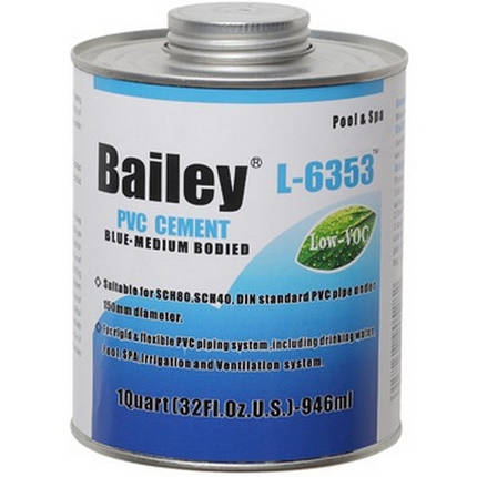 Клей для труб ПВХ Bailey L-6353 473 мл, синій, фото 1