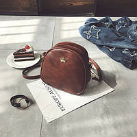 Женская мини сумка с короной через плечо маленькая сумочка для девочек эко кожа корона Темно-коричневый Shoper
