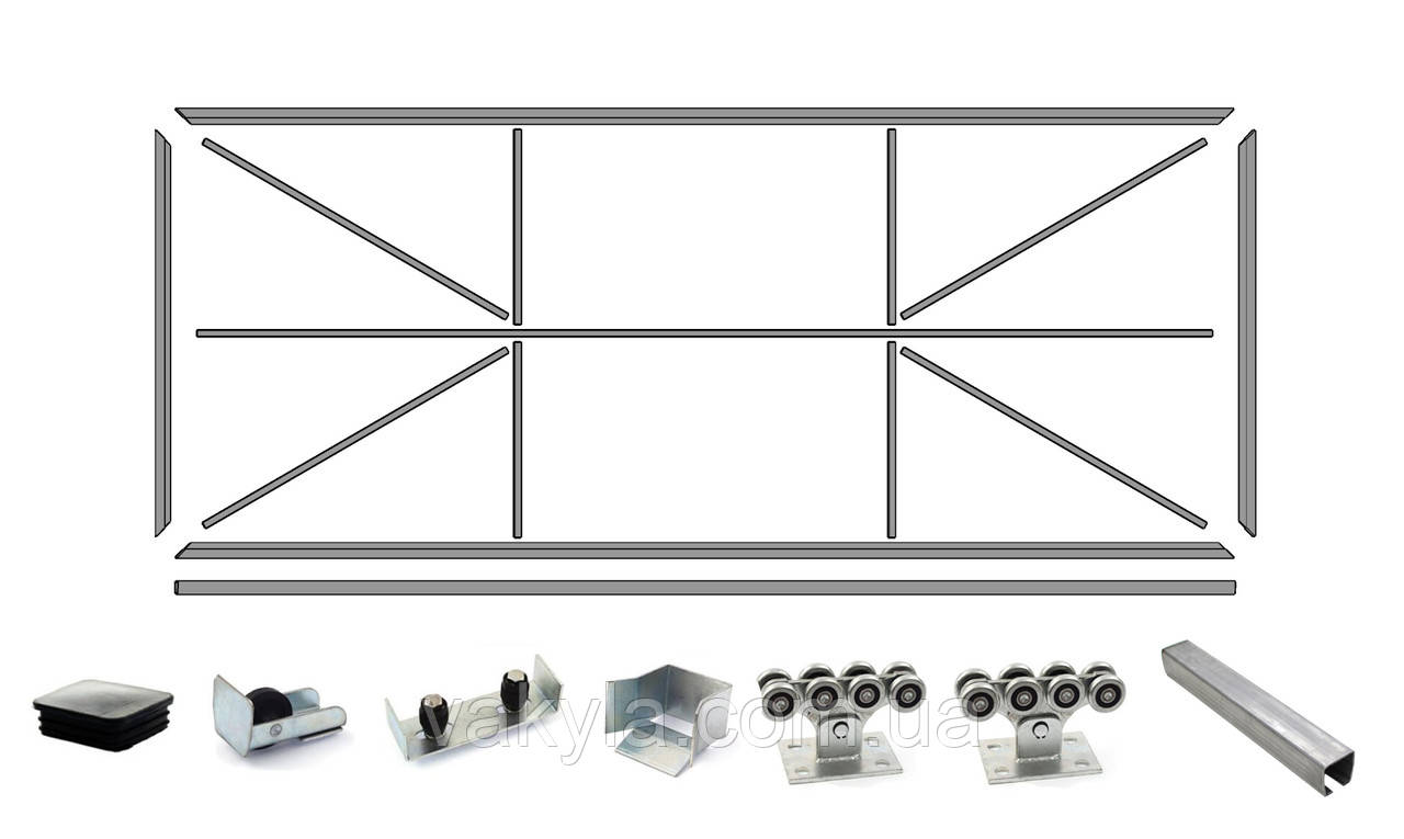 "Звари Сам" комплект відкатних воріт на проріз 3,6 - 4,3 м. Svit Vorit Стандарт 3,6 мм.
