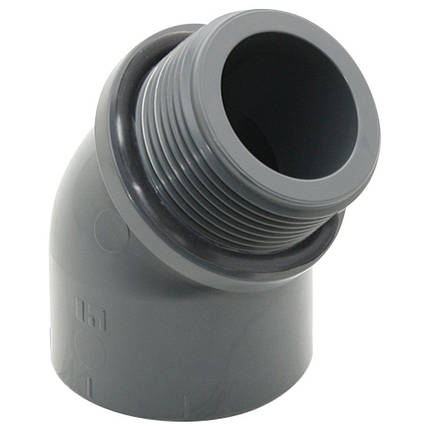 Коліно перехідне 45° ПВХ Hidroten 1002153, зовнішня різь, d40 мм, 1 1/4", фото 1