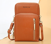 Женская мини сумочка коричневая клатч Baellery на плечо для телефона Shoper Жіноча міні сумочка коричнева