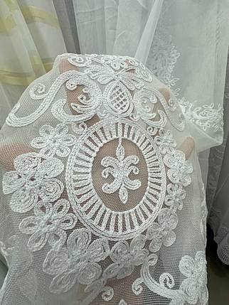 Бамбукова тюль з  шикарною вишивкою №2320 на відріз, фото 4