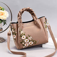 Женская сумка через плечо с вышивкой цветами, модная и качественная женская сумочка эко кожа повседневная