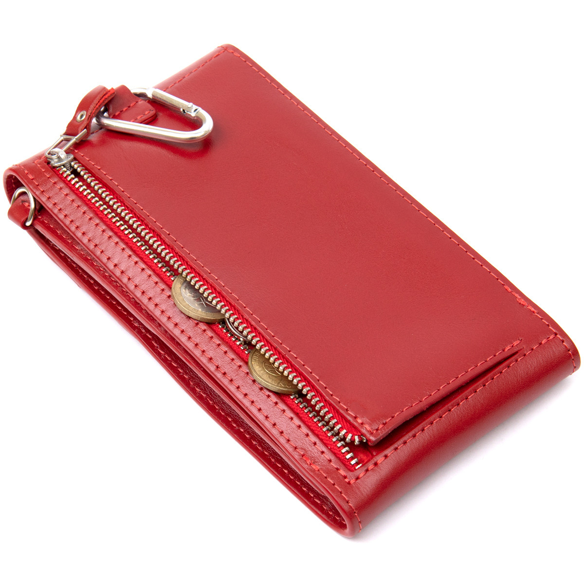 Женская кожаная сумка-кошелек GRANDE PELLE 11441 Красный Shoper Жіноча шкіряна сумка-гаманець GRANDE PELLE - фото 5 - id-p2191078161