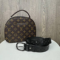 Женская сумка на плечо и кожаный поясной ремень женский подарочный набор Коричневый Shoper Жіноча міні сумка