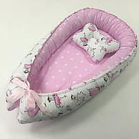 Кокон гнездышко позиционер для малыша Сладкий Сон с подушкой "Балерина" Розов