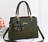 Женская сумка с цветами зеленая сумочка через плечо женская Shoper Жіноча сумка з квітами зелена сумочка через
