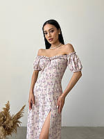 Стильное женское платье миди Charivna с разрезом Разные цвета Размеры 42 44 46