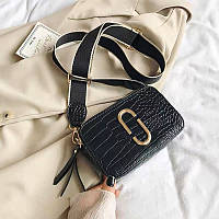Женская мини сумочка клатч рептилия в стиле Marc Jacobs маленькая сумка на плече крокодил Черный Shoper Жіноча