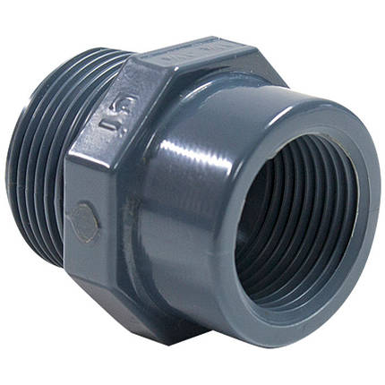 Перехідник ПВХ Hidroten 1002471, нарізне з'єднання НР-ВР, 1/2"-1/8", фото 1