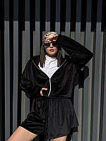 Женский велюровый костюм шорты и кофта арт. 590