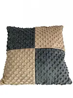 Плюшевая диванная декоративная подушка квадрат от MinkyHome 30х30 см. Графитовый Бежевый
