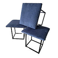 Плюшевый чехол на кресло-пуф 5в1,натяжной на резинке от MinkyHome. Темно-синий (3029)